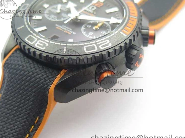 0504 Planet Ocean Master Chronometer Chrono DLC OM 1:1 Best Edition Black Dial On Nylon Strap A Chic 8103